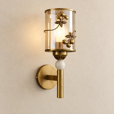 Bliss & Birch Botanical Cylinder Glass Wall Sconce