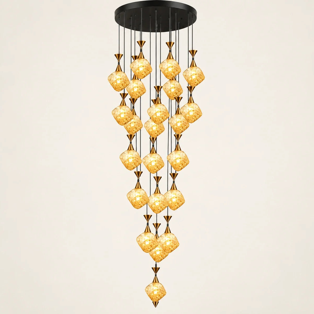 Bliss & Birch Amber Glass Double-Height Cluster Chandelier