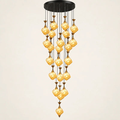 Bliss & Birch Amber Glass Double-Height Cluster Chandelier