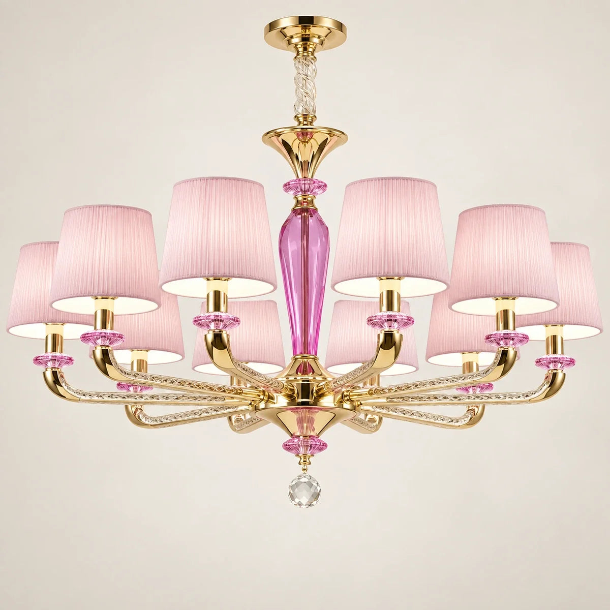 Bliss & Birch Pink Shade Ten-Light Chandelier