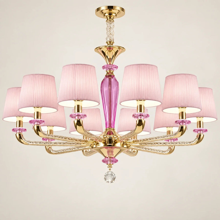 Bliss & Birch Pink Shade Ten-Light Chandelier