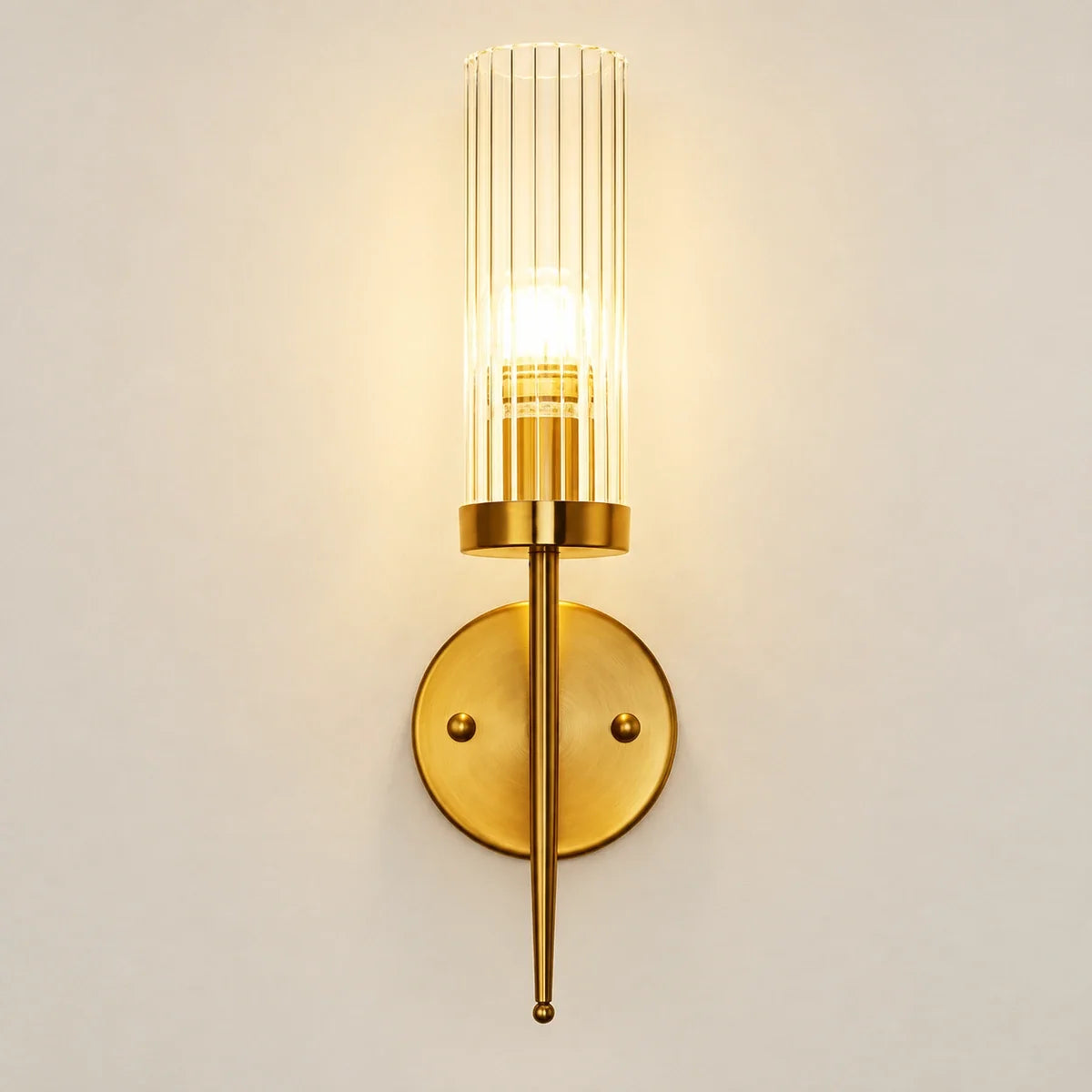 Bliss & Birch Tall Ribbed Glass Cylinder Wall Sconce
