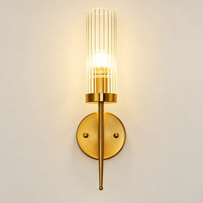 Bliss & Birch Tall Ribbed Glass Cylinder Wall Sconce