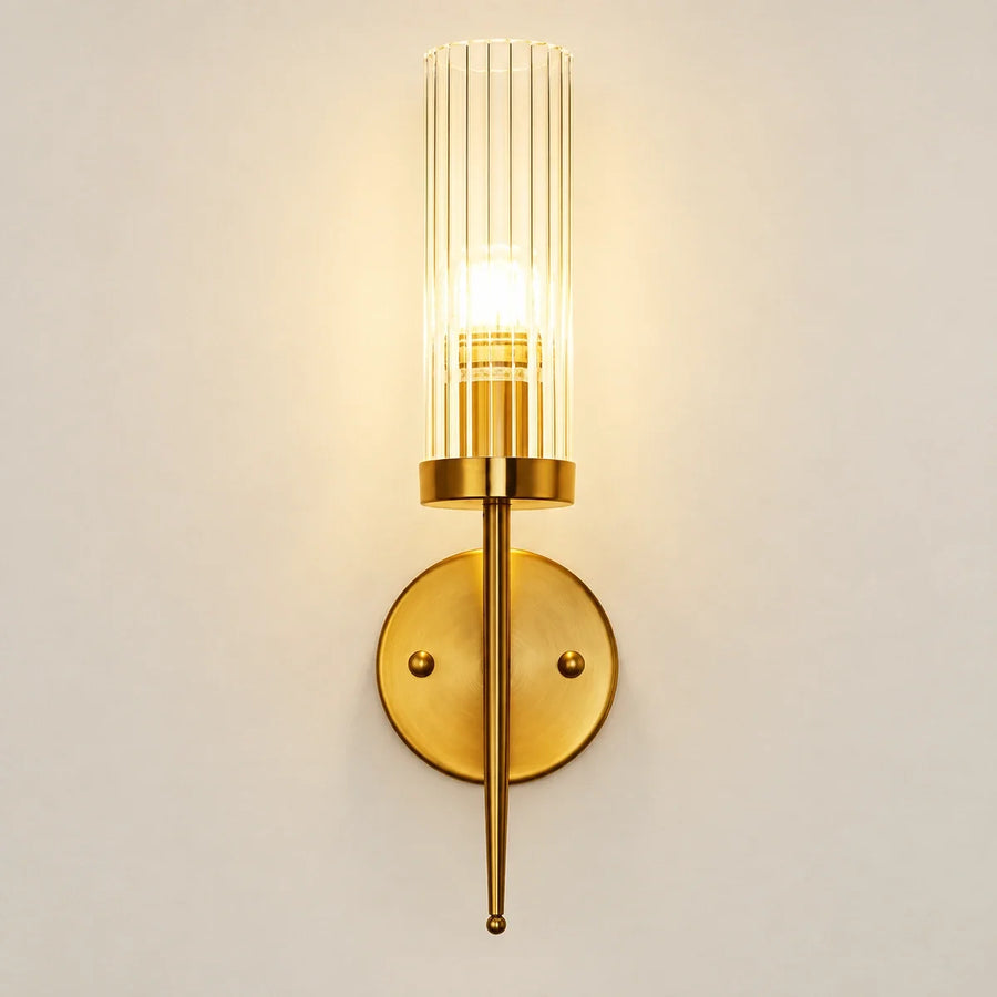Bliss & Birch Tall Ribbed Glass Cylinder Wall Sconce