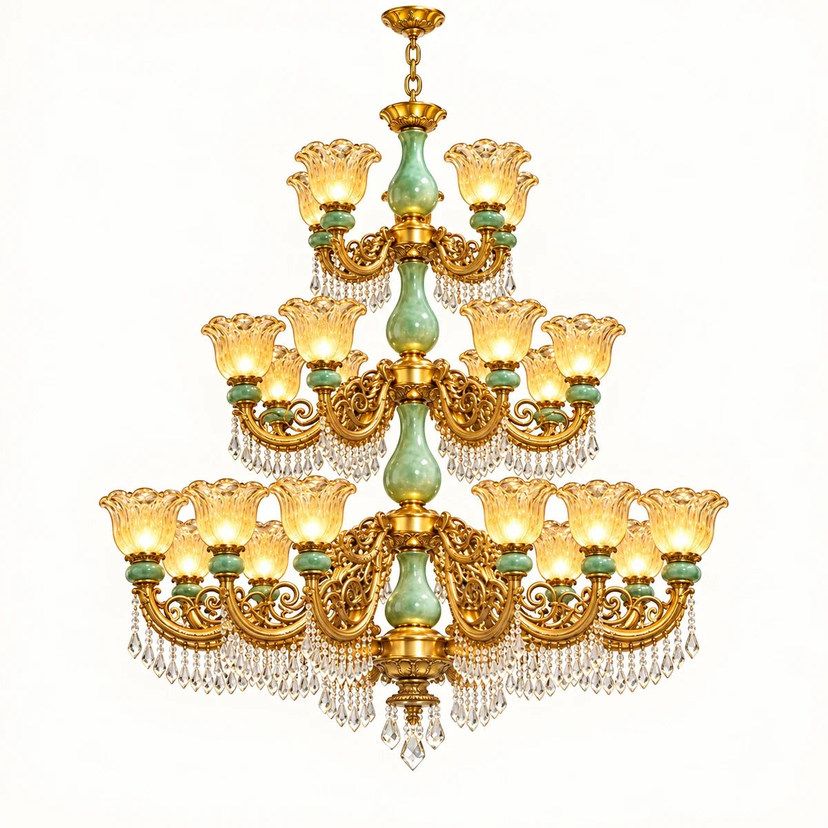 Bliss & Birch Grand Three-Tier Crystal Chandelier