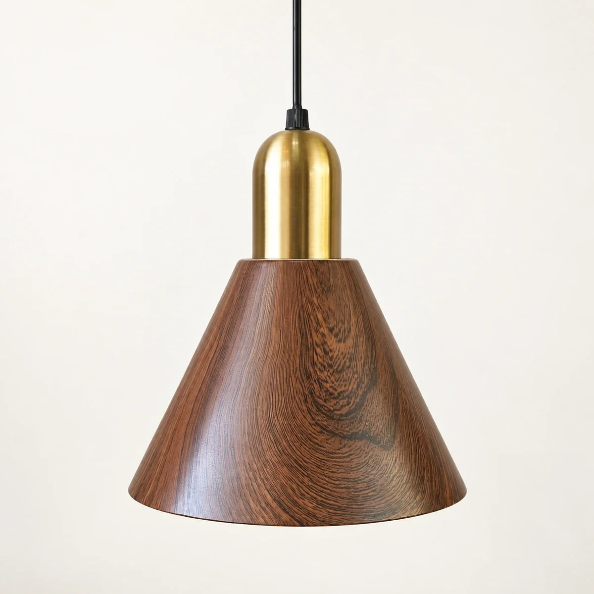 Bliss & Birch Wood-Grain Cone Pendant