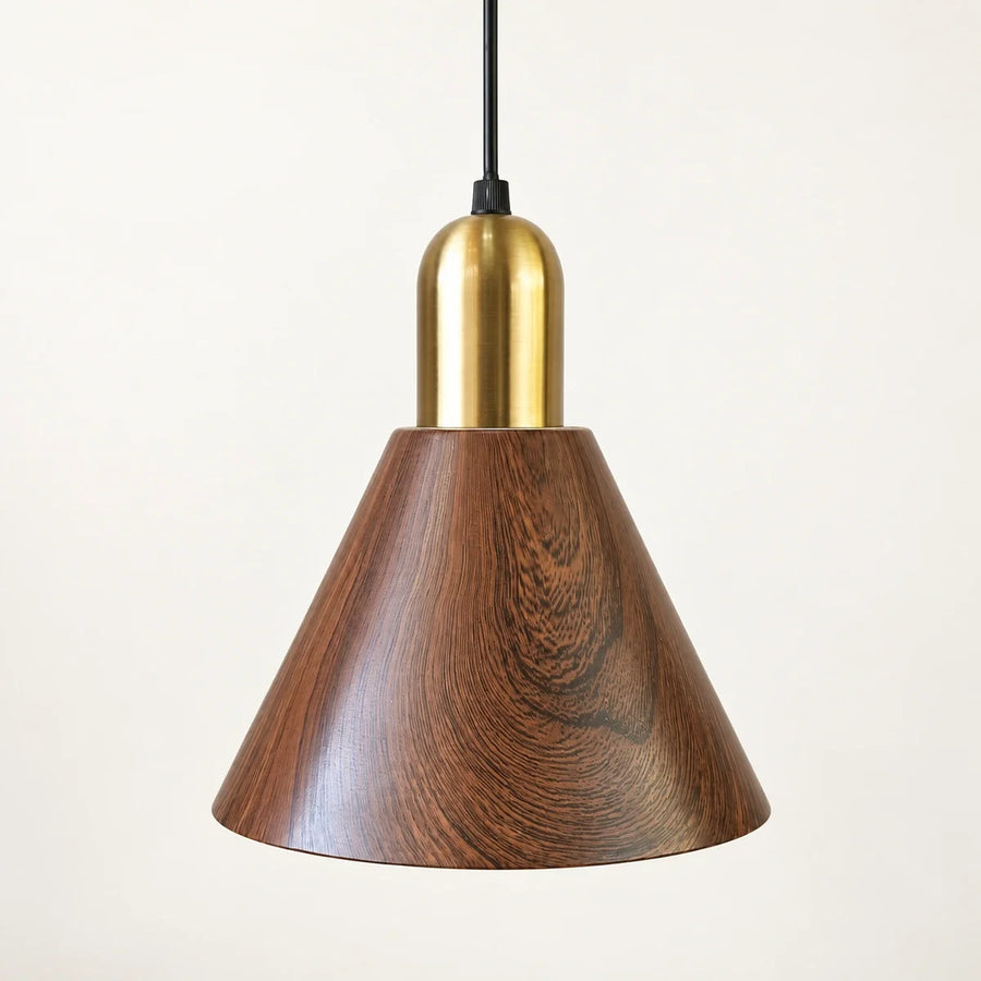 Bliss & Birch Wood-Grain Cone Pendant