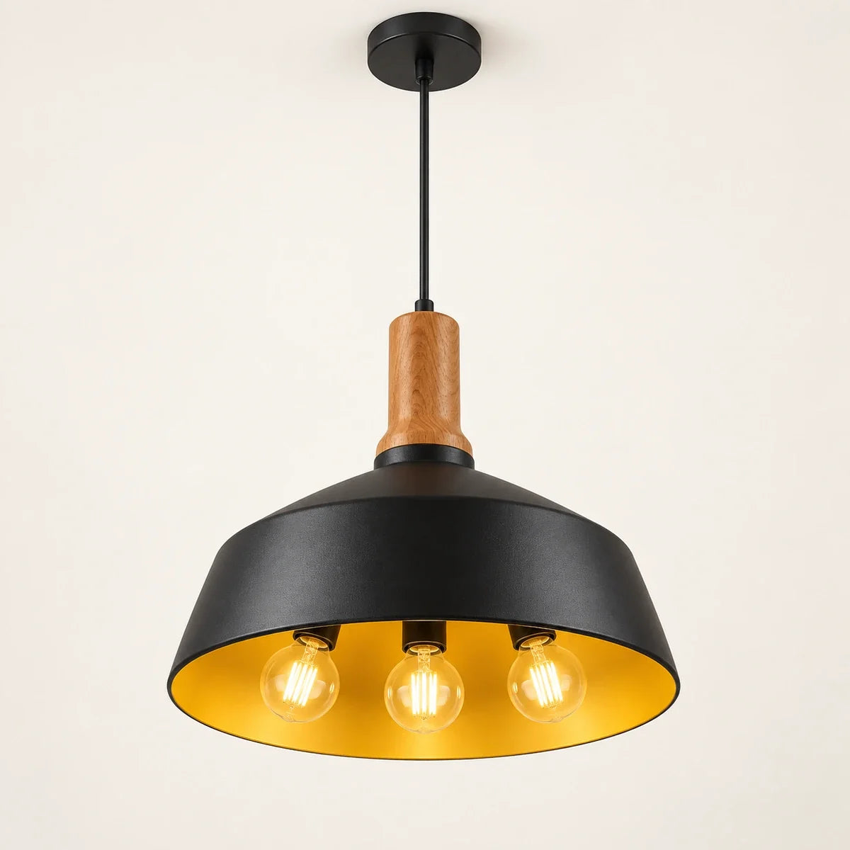 Bliss & Birch Black Dome Three-Light Pendant