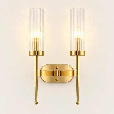 Bliss & Birch Twin Ribbed Glass Cylinder Wall Sconce