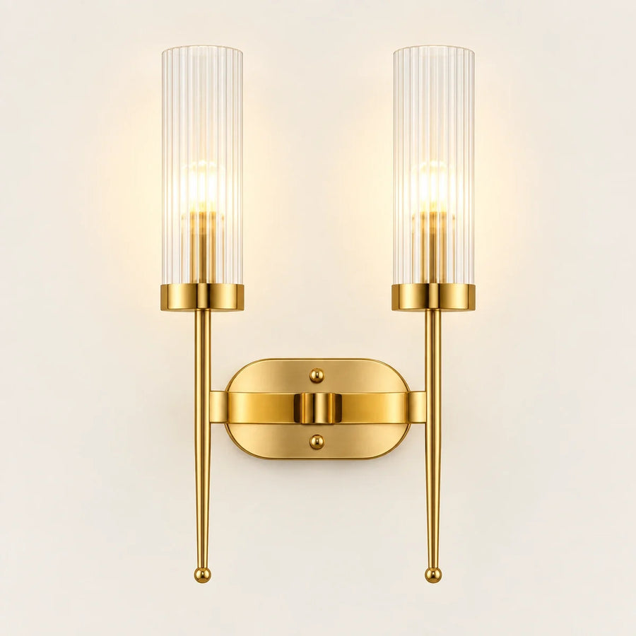 Bliss & Birch Twin Ribbed Glass Cylinder Wall Sconce
