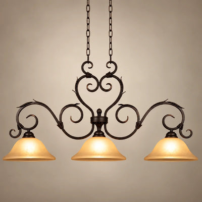 Bliss & Birch Antique Scroll Three-Shade Linear Pendant