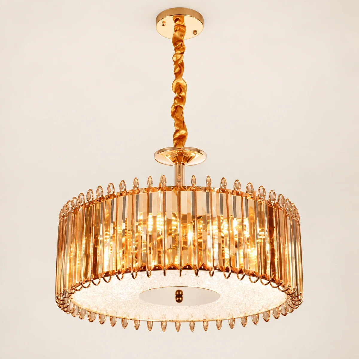 Bliss & Birch Amber Crystal Drum Chandelier