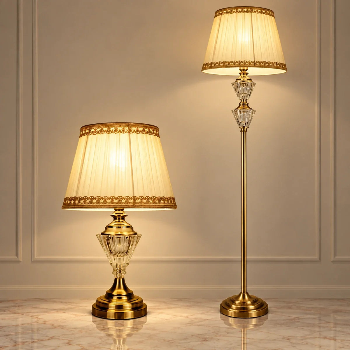 Bliss & Birch Faceted Crystal Table & Floor Lamp