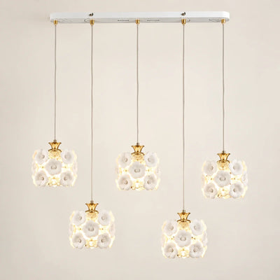 Bliss & Birch Floral Ceramic Five-Shade Pendant Cluster