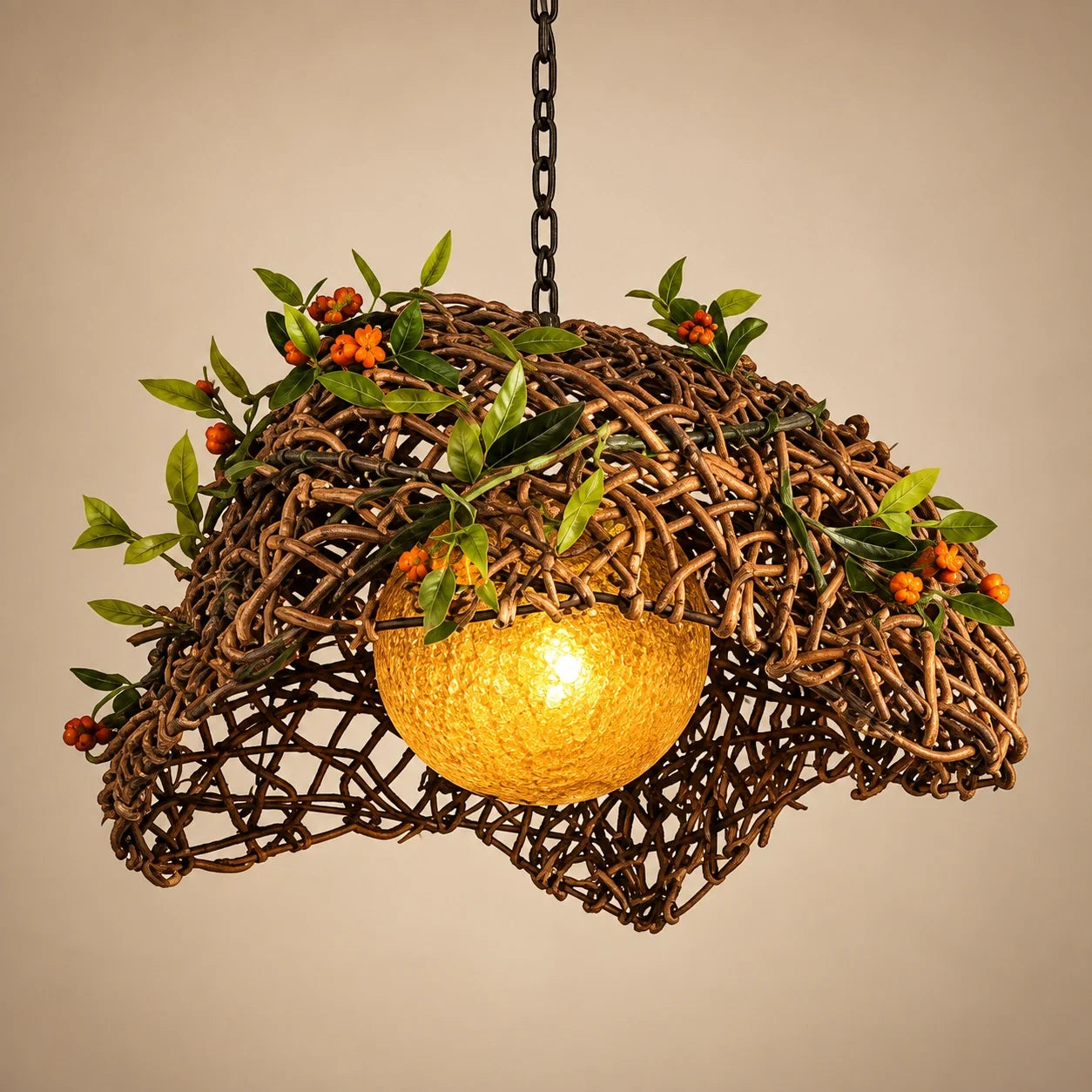 Bliss & Birch Woven Botanical Dome Pendant