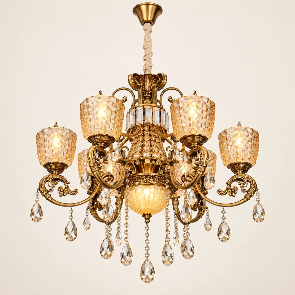 Bliss & Birch Amber Crystal Six-Light Chandelier