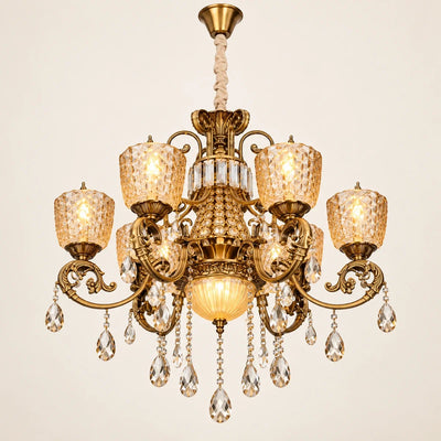 Bliss & Birch Amber Crystal Six-Light Chandelier