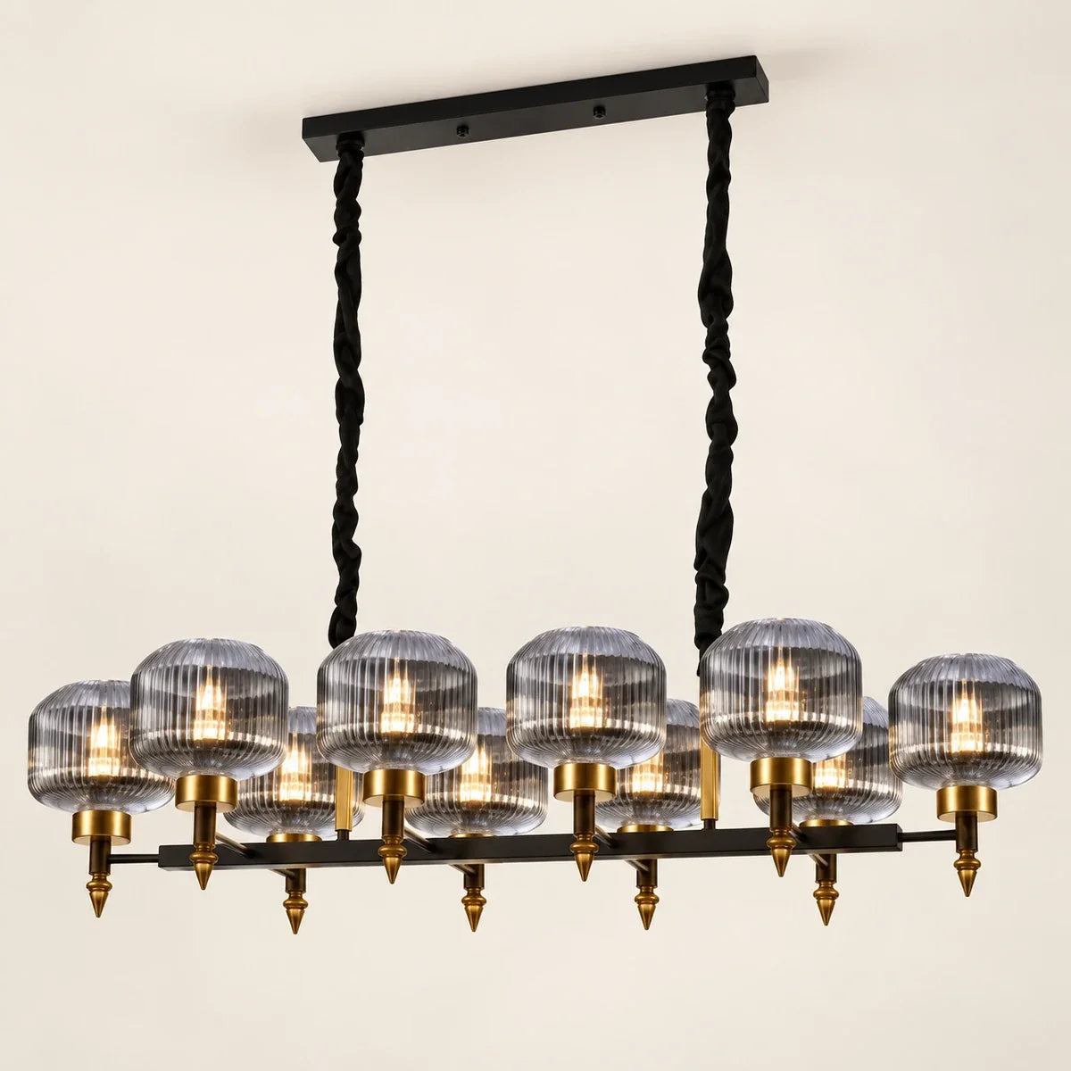 Bliss & Birch Smoke Glass Ten-Light Linear Pendant