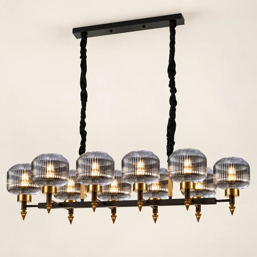 Bliss & Birch Smoke Glass Ten-Light Linear Pendant