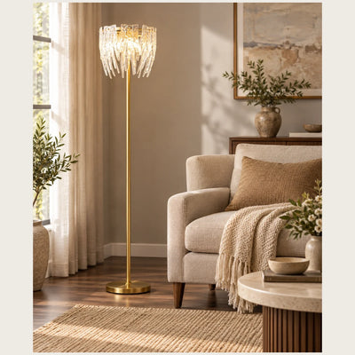 Bliss & Birch Ribbed Glass Fringe Floor Lamp