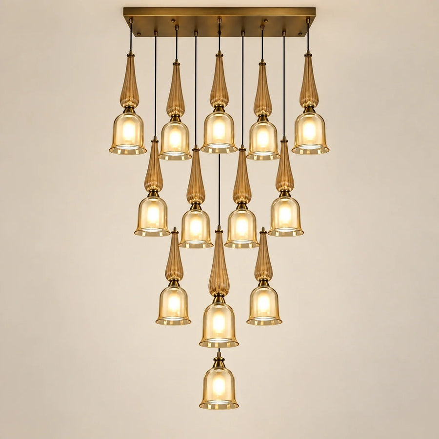 Bliss & Birch Thirteen-Light Amber Glass Cascade Chandelier