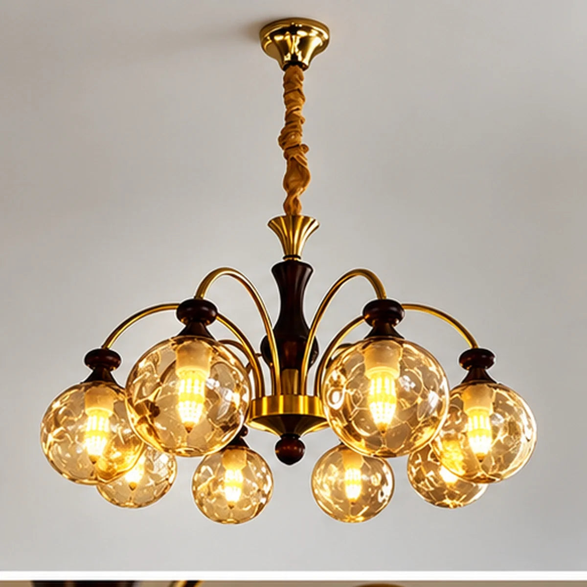 Bliss & Birch Eight-Globe Amber Arm Chandelier