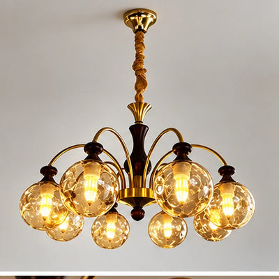 Bliss & Birch Eight-Globe Amber Arm Chandelier
