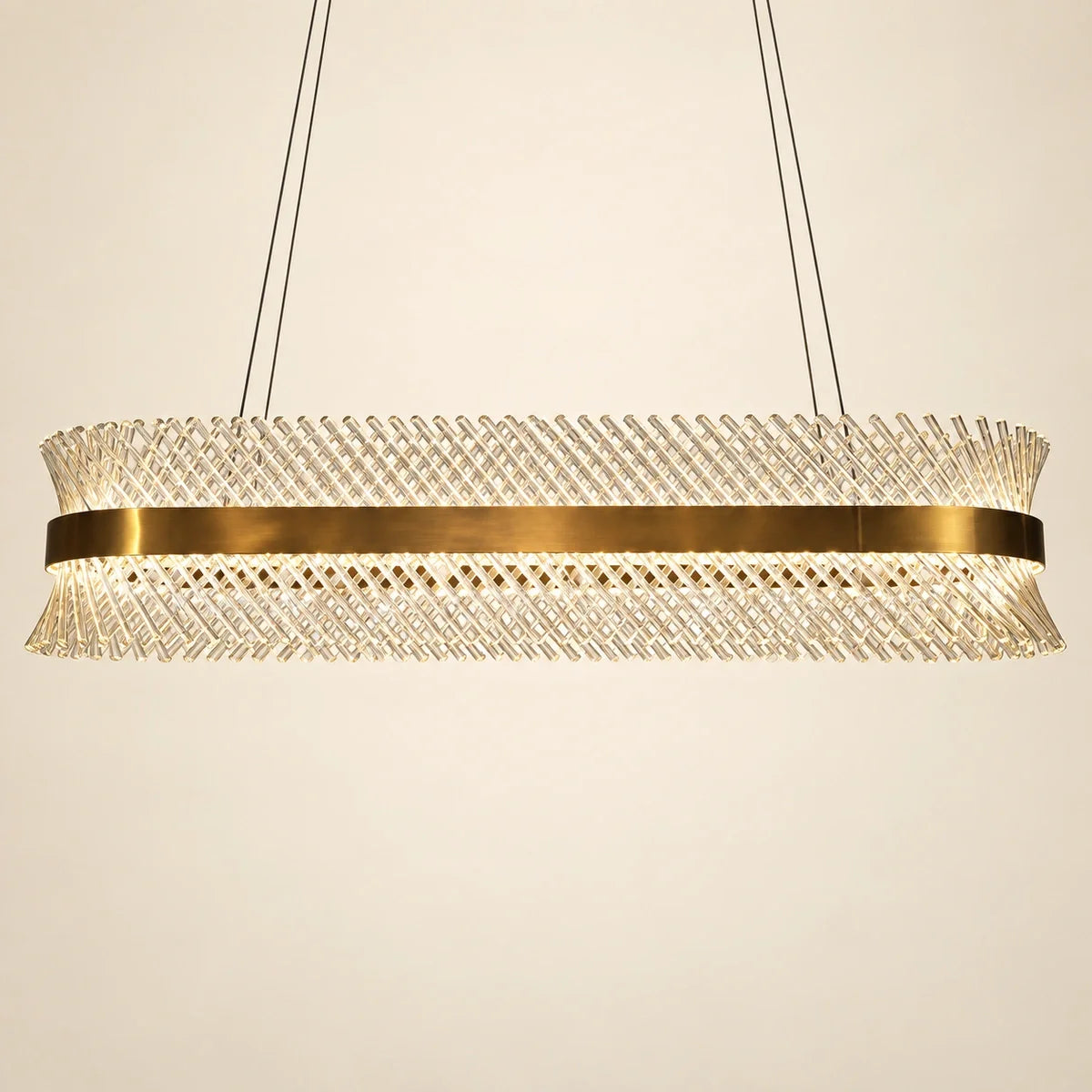 Bliss & Birch Antique Brass Clear Glass Lattice Linear Chandelier