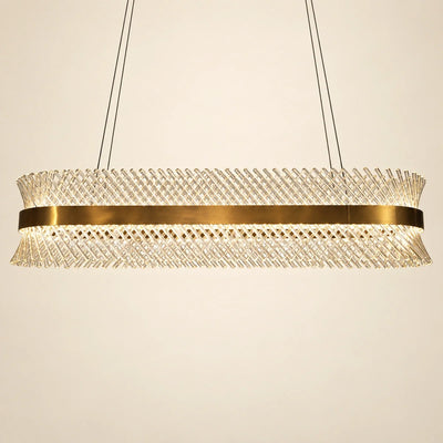 Bliss & Birch Antique Brass Clear Glass Lattice Linear Chandelier