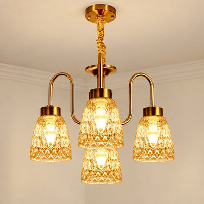 Bliss & Birch Four-Light Amber Glass Chandelier