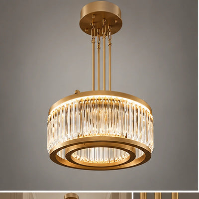 Bliss & Birch Antique Brass Crystal Ring Chandelier