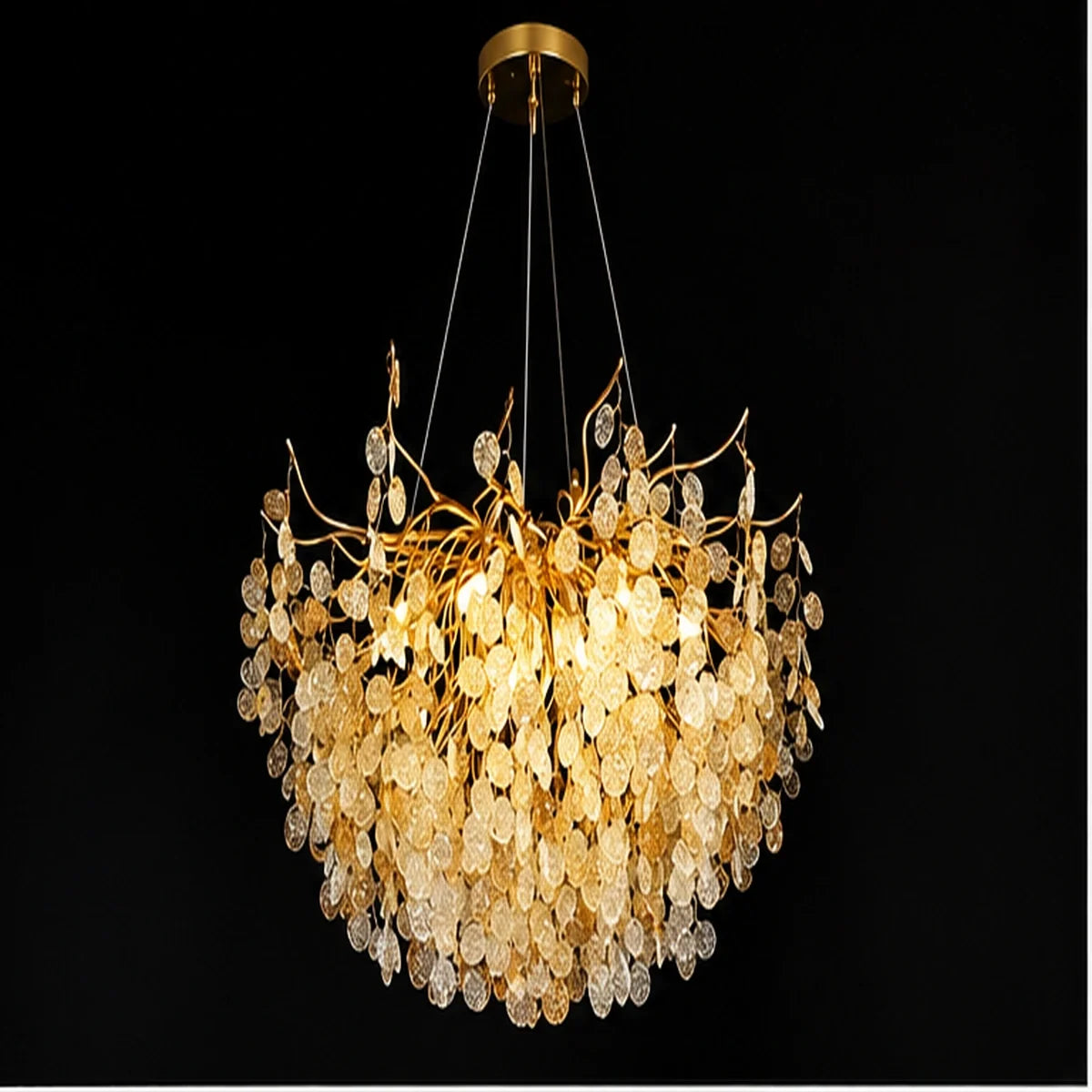 Bliss & Birch Amber Crystal Leaf Chandelier
