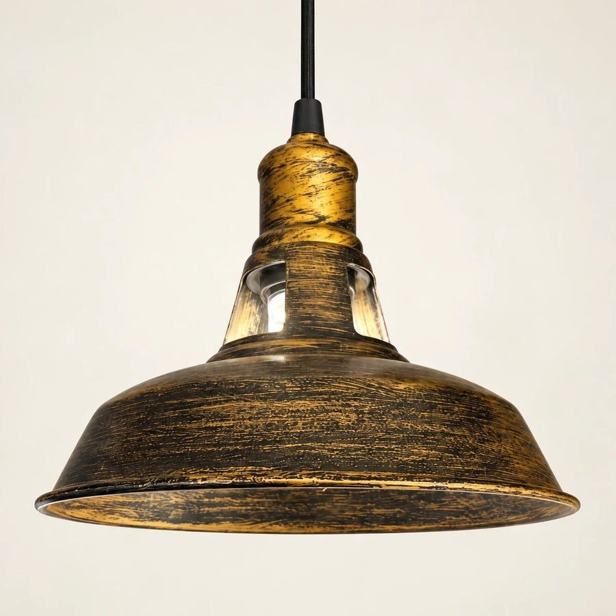Bliss & Birch Distressed Antique-Gold Dome Pendant