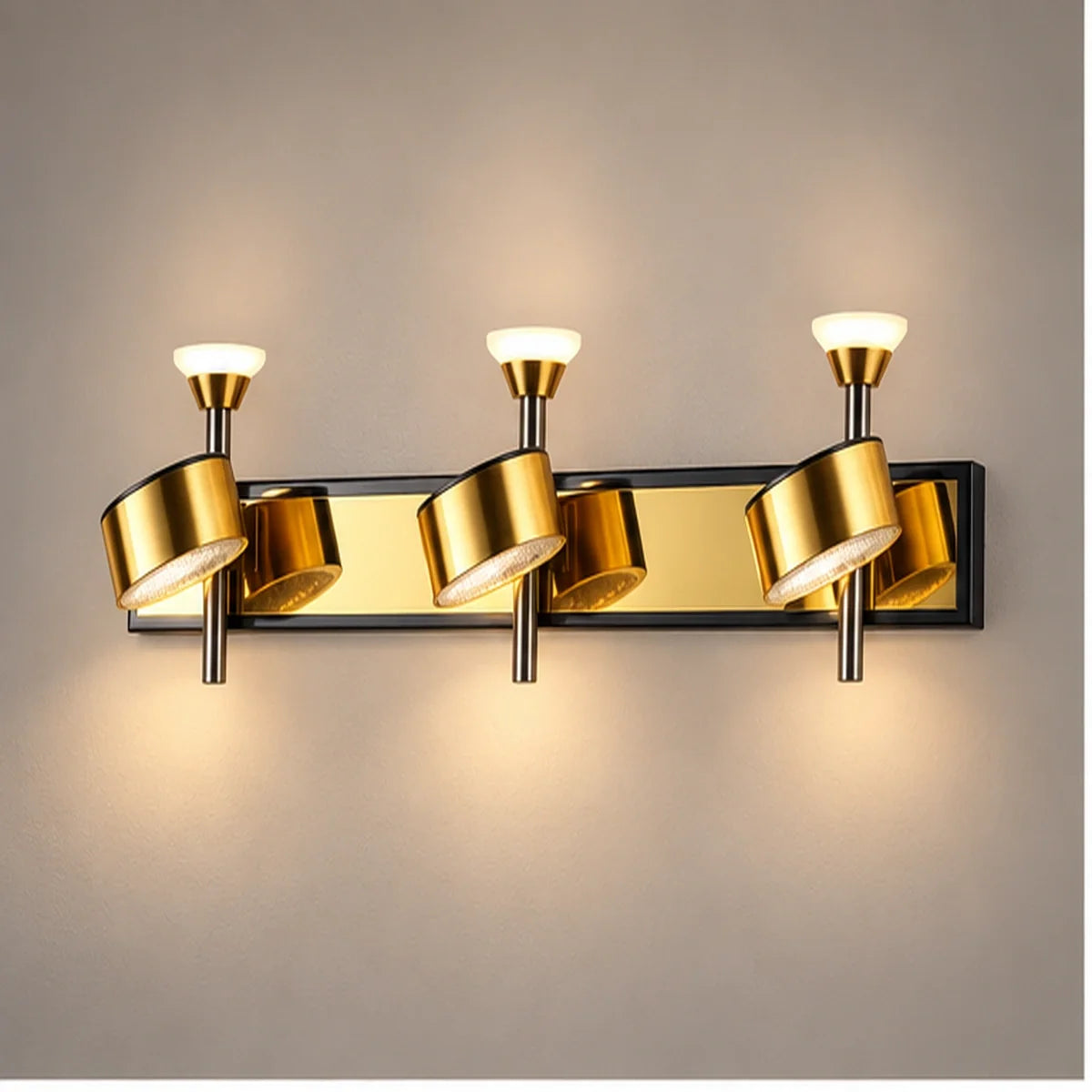 Bliss & Birch Gold Three-Head Adjustable Wall Light