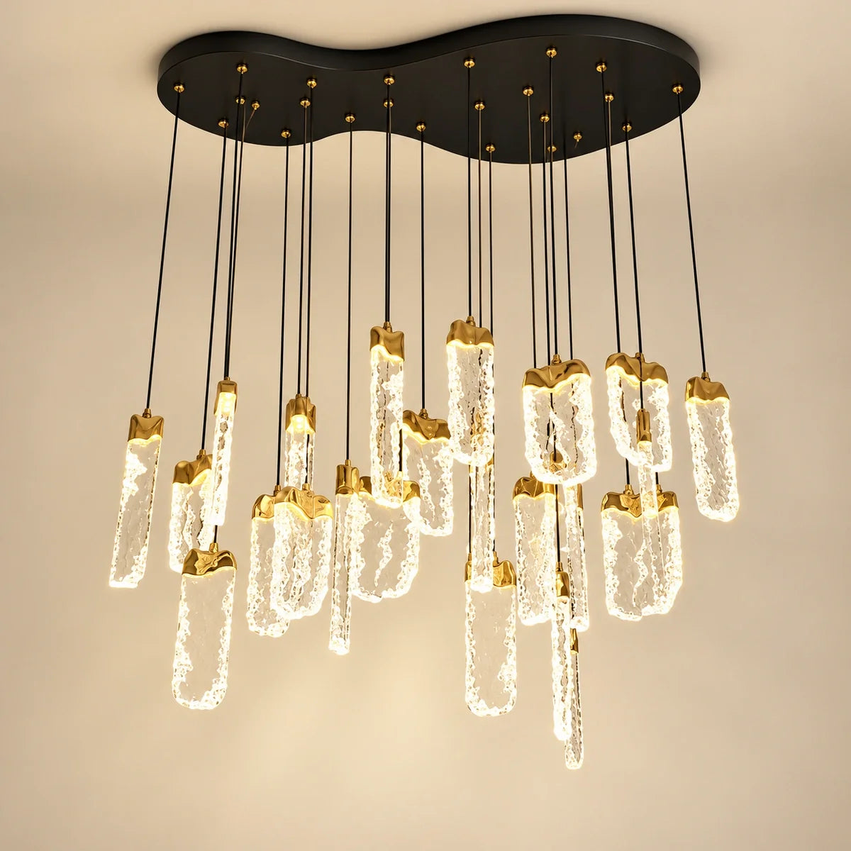 Bliss & Birch Gold Clear Loop Twenty-Two-Light Cluster Chandelier