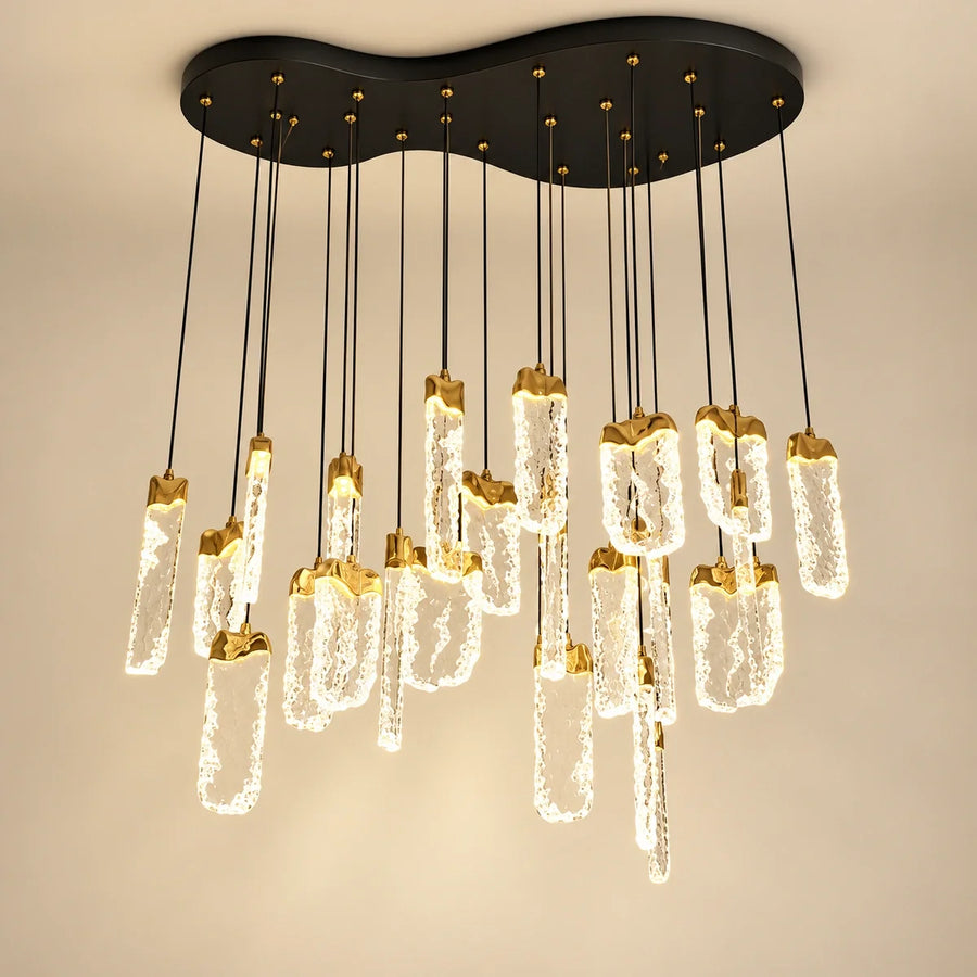 Bliss & Birch Gold Clear Loop Twenty-Two-Light Cluster Chandelier