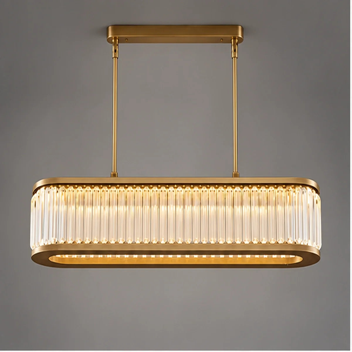 Bliss & Birch Antique Brass Linear Crystal Chandelier