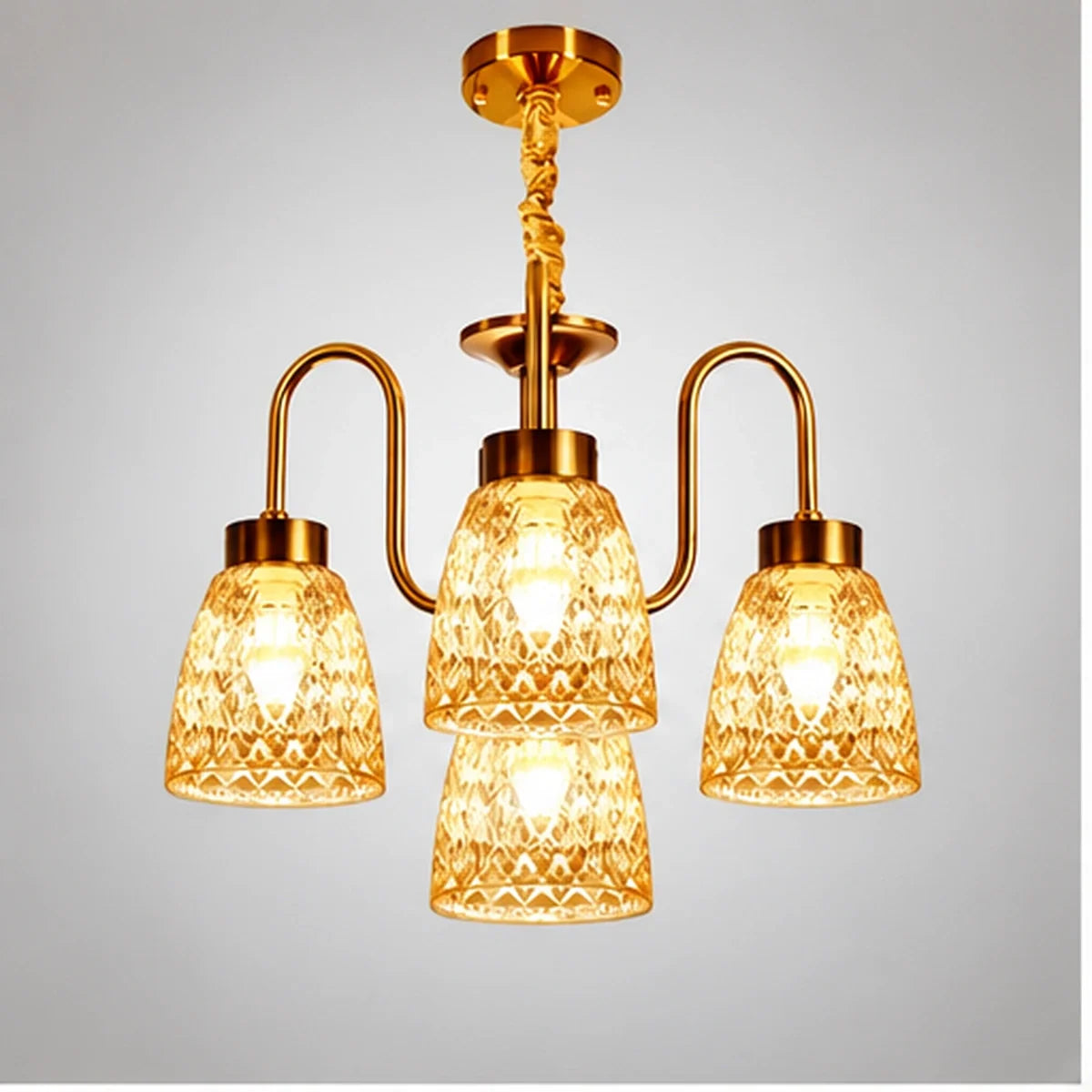Bliss & Birch Four-Light Amber Bell Chandelier