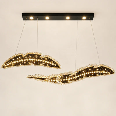 Bliss & Birch Gold Clear Crystal Twin-Wave Linear Chandelier