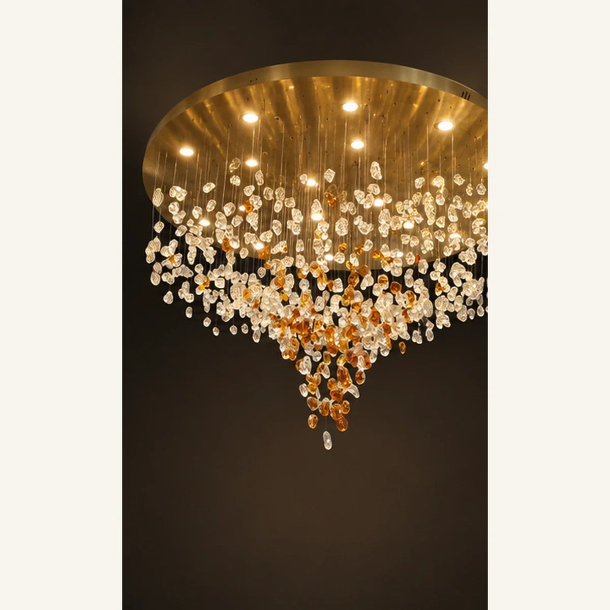 Bliss & Birch Amber Clear Glass Cascade Chandelier