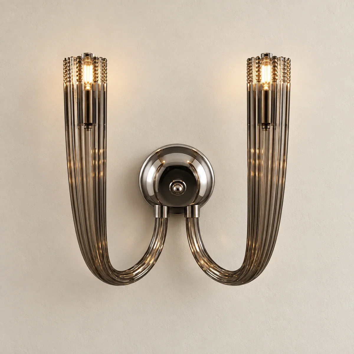 Bliss & Birch Twin-Arm Smoke Glass Wall Sconce
