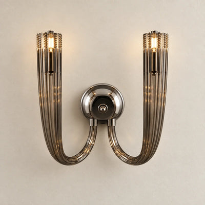 Bliss & Birch Twin-Arm Smoke Glass Wall Sconce