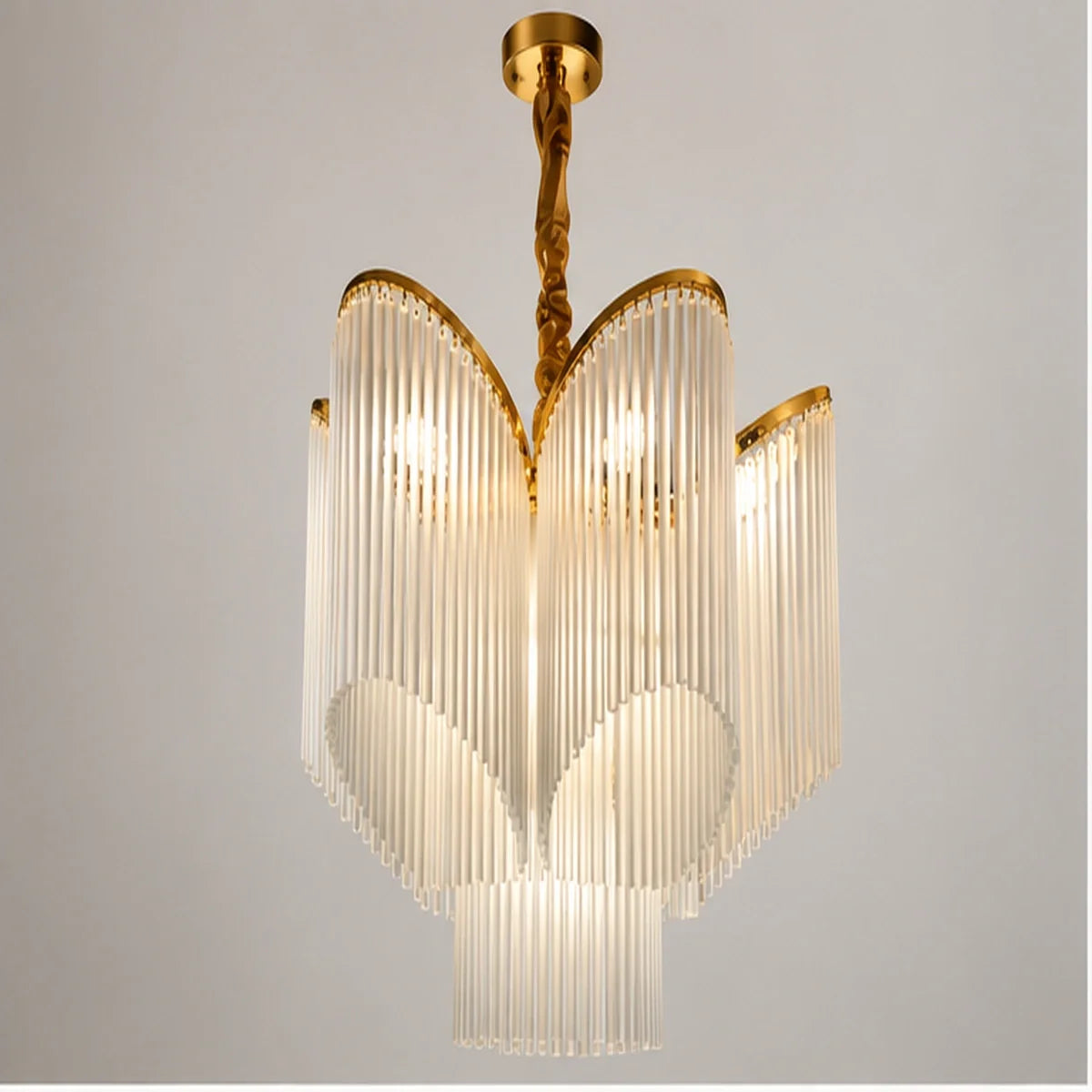Bliss & Birch White Glass Petal-Fringe Chandelier