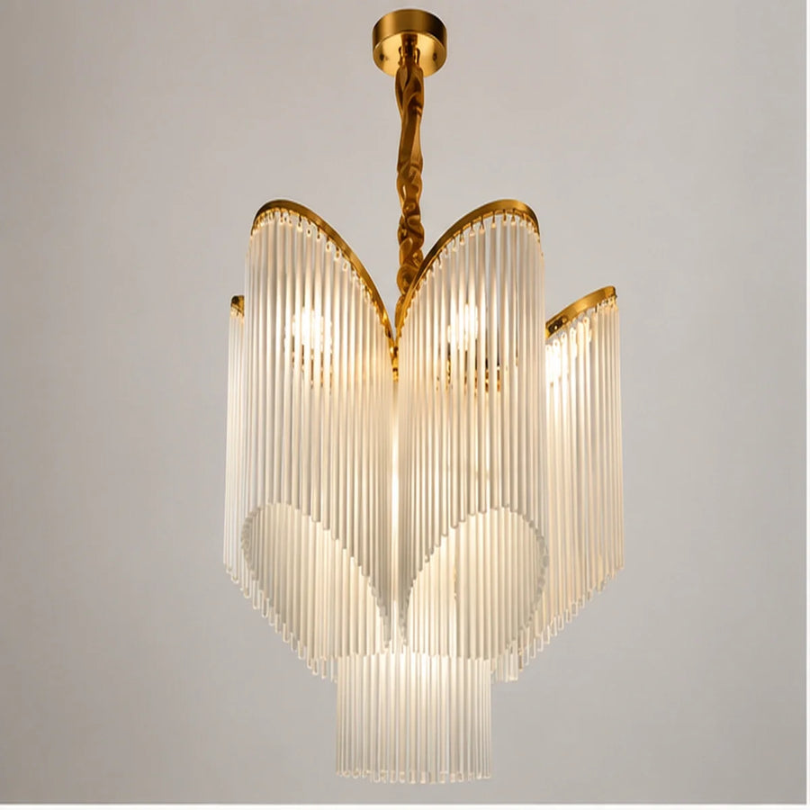 Bliss & Birch White Glass Petal-Fringe Chandelier
