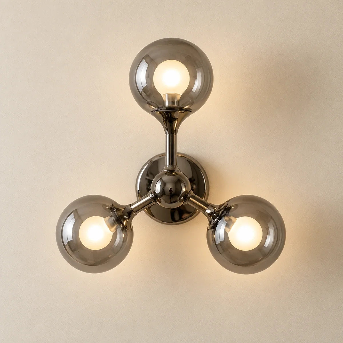 Bliss & Birch Three Globe Smoke Glass Wall Sconce
