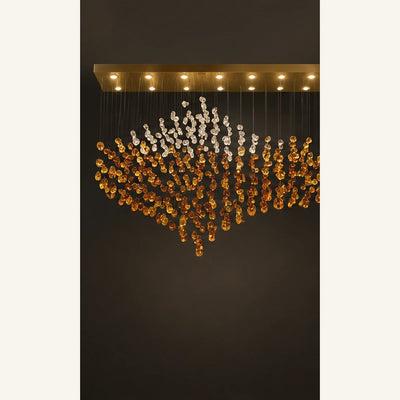 Bliss & Birch Amber Clear Crystal Wave Linear Chandelier