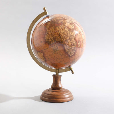 Ennis Decorative Globe | Rustic Wooden Globe for Home, Office & Living Room Decor