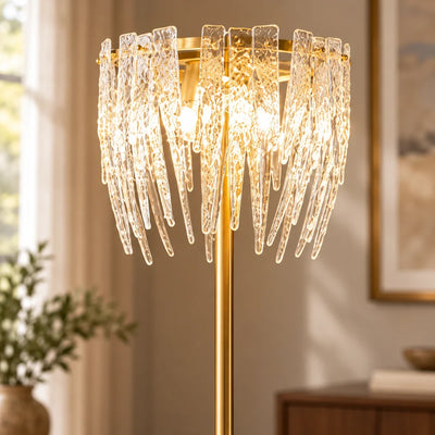 Bliss & Birch Ribbed Glass Fringe Floor Lamp
