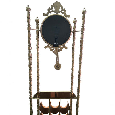 Bordeaux Metal Pendulum Moving Gears Wine Rack Floor Clock, Gold, 186cm