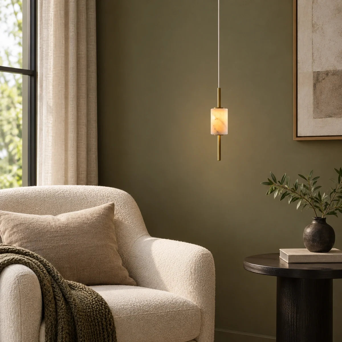 Bliss & Birch Marble Rollo Pendant Light